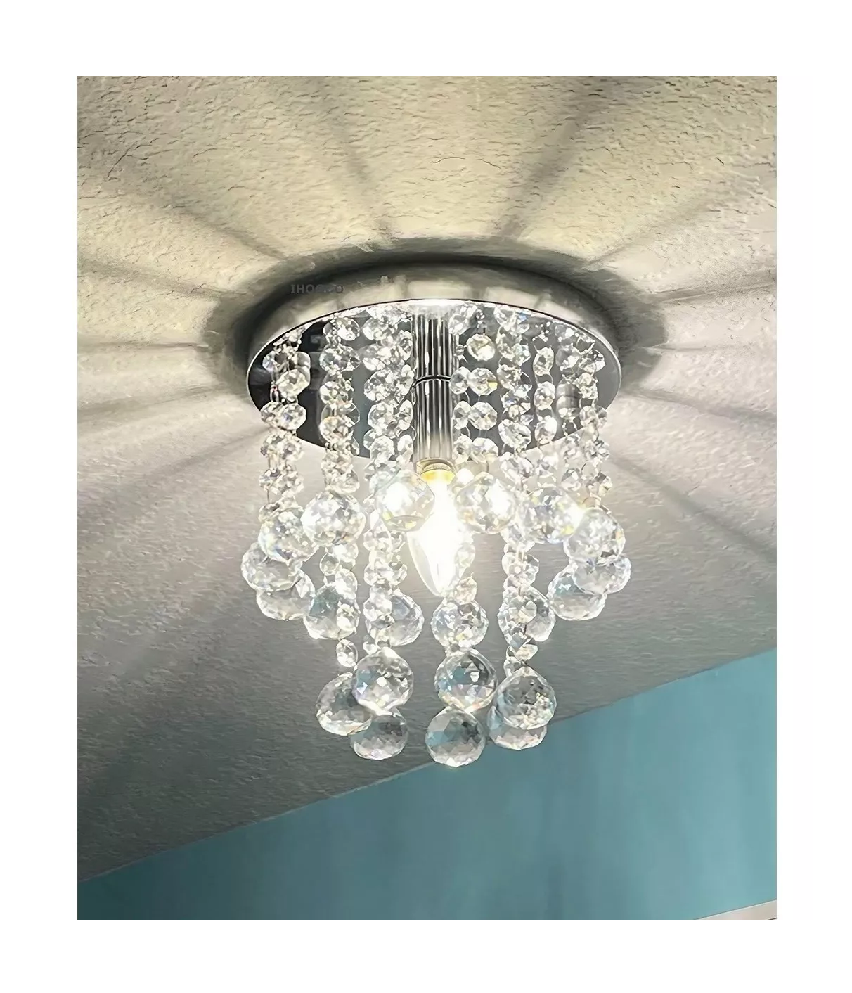 Foto 5 pulgar | Lámpara Techo Colgante Cristal Moderna Decoración Lujoso Plata