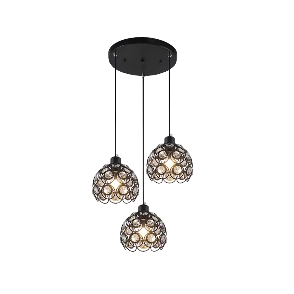 Lámpara De Techo De Cristal Moderna Decorativa 3 En 1 Negro