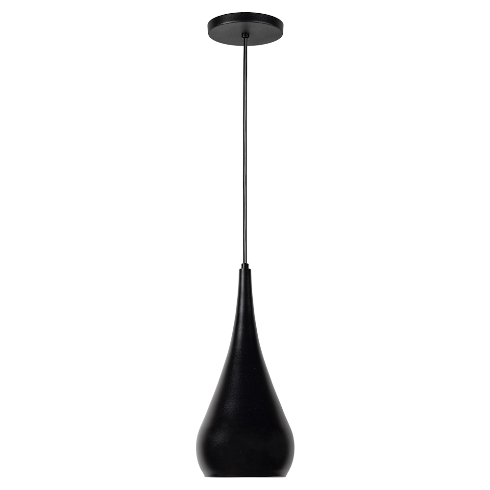 Luminario Colgante Forma De Gota Acero Cromado Negro Maxxi