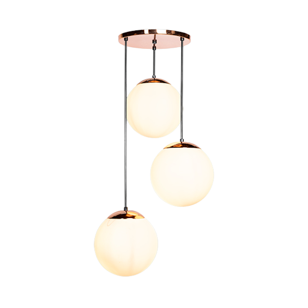 Lampara Colgante Vidrio Soplado Blanco 3 Luces Maxxi