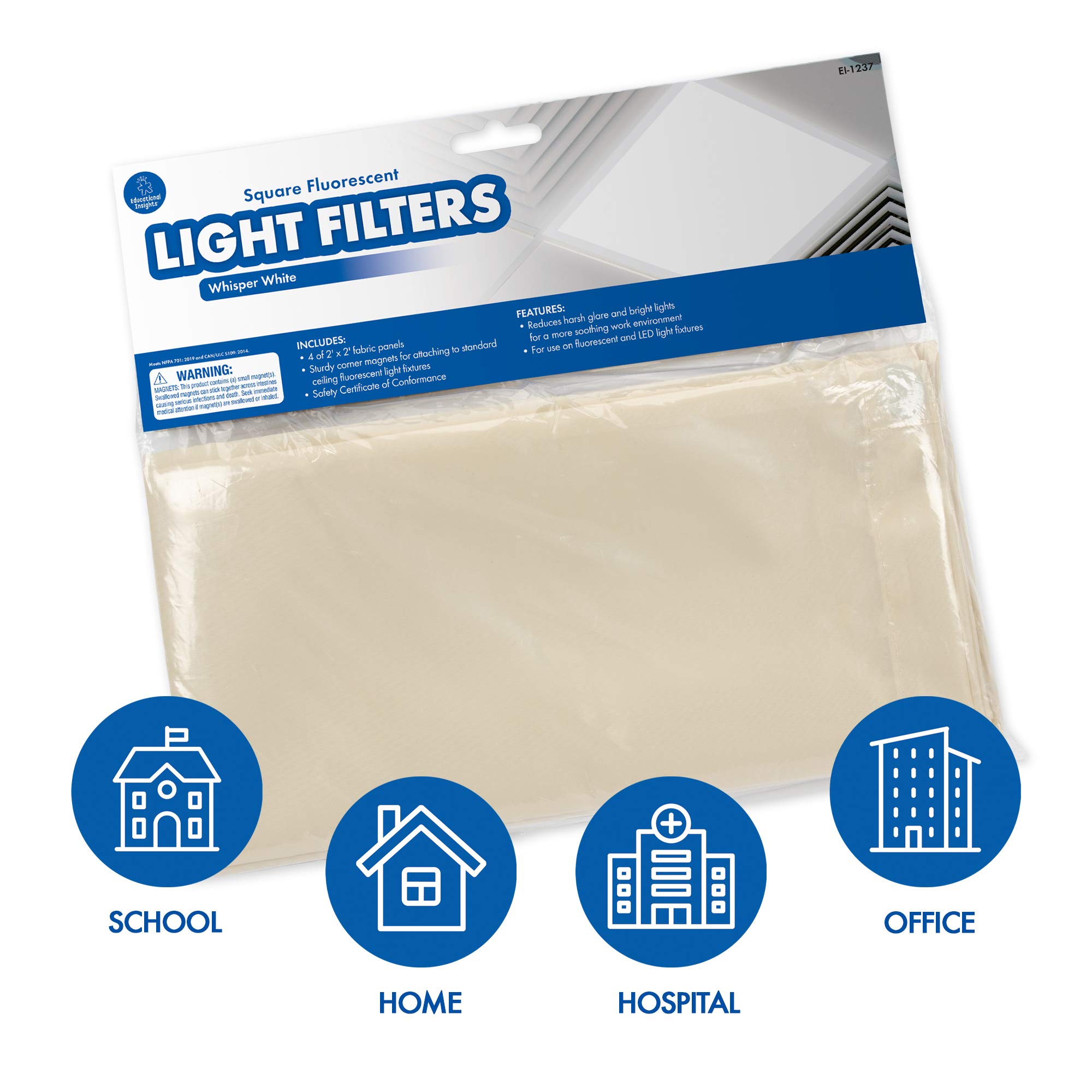 Foto 2 | Venta Internacional - Filtros De Luz Whisper White De 2 Pies X 2 Pies Paquete De 4 Unidades Para Oficina