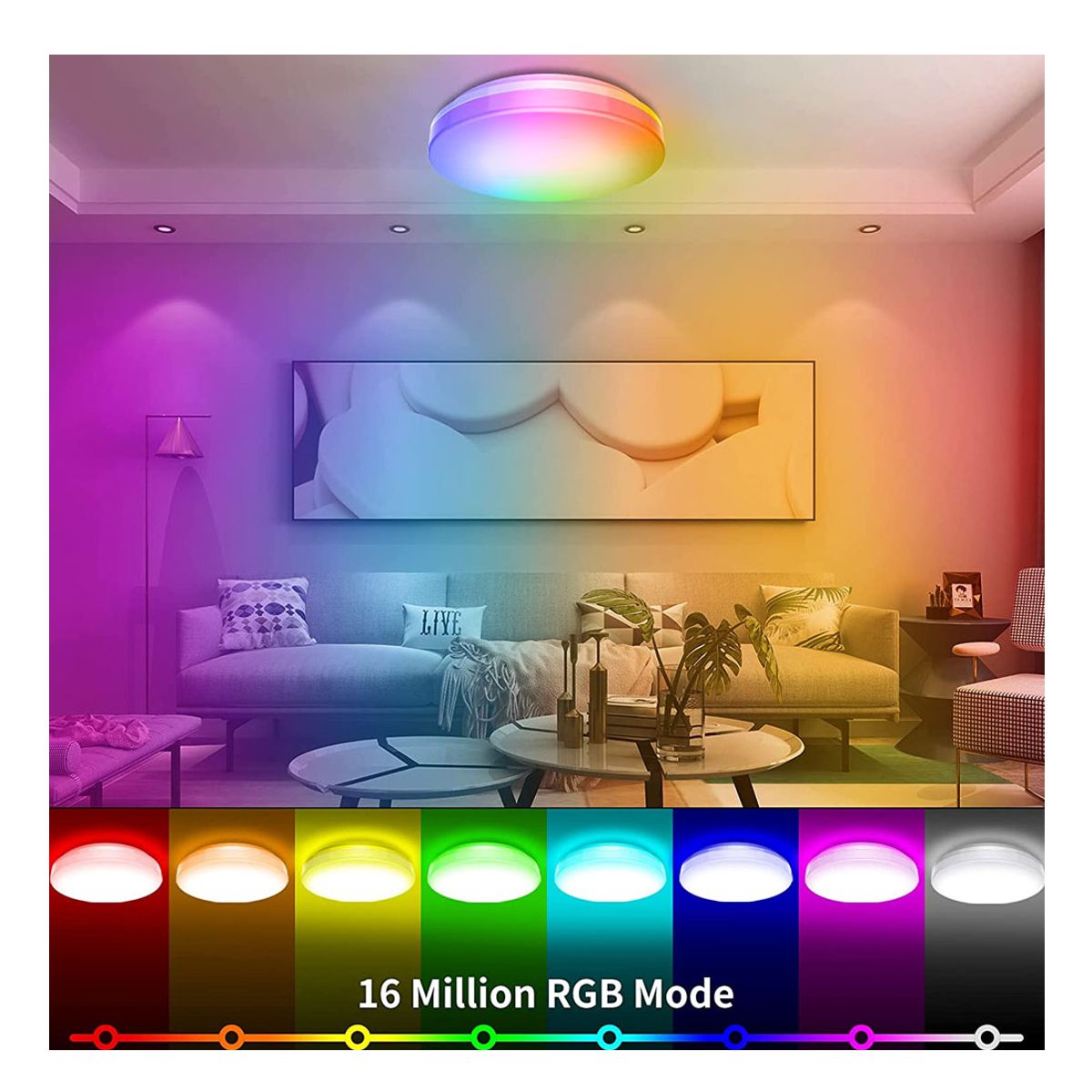 Foto 5 pulgar | Lampara De Techo Wifi Inteligente Led Rgb App Alexa Google Elegate