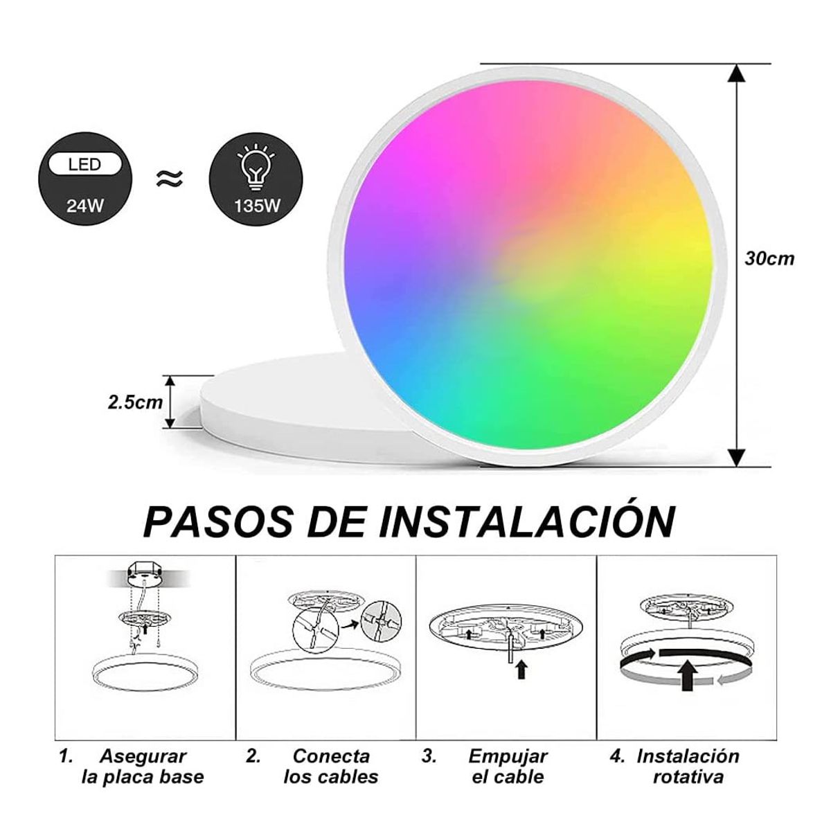 Foto 6 pulgar | Lampara De Techo Wifi Inteligente Led Rgb App Alexa Google Elegate