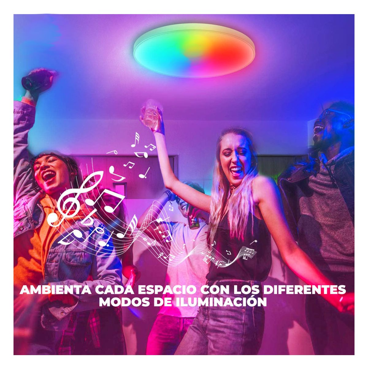 Foto 7 | Lampara De Techo Wifi Inteligente Led Rgb App Alexa Google Elegate