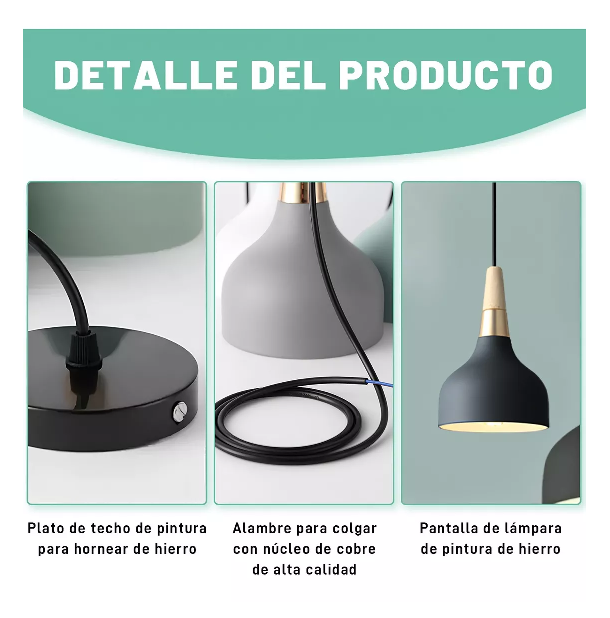 Foto 4 pulgar | Lámpara De Techo Colgante Decorativas Moderna Para Hogar, Negro