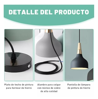 Foto 3 | Lámpara De Techo Colgante Decorativas Moderna Para Hogar, Negro