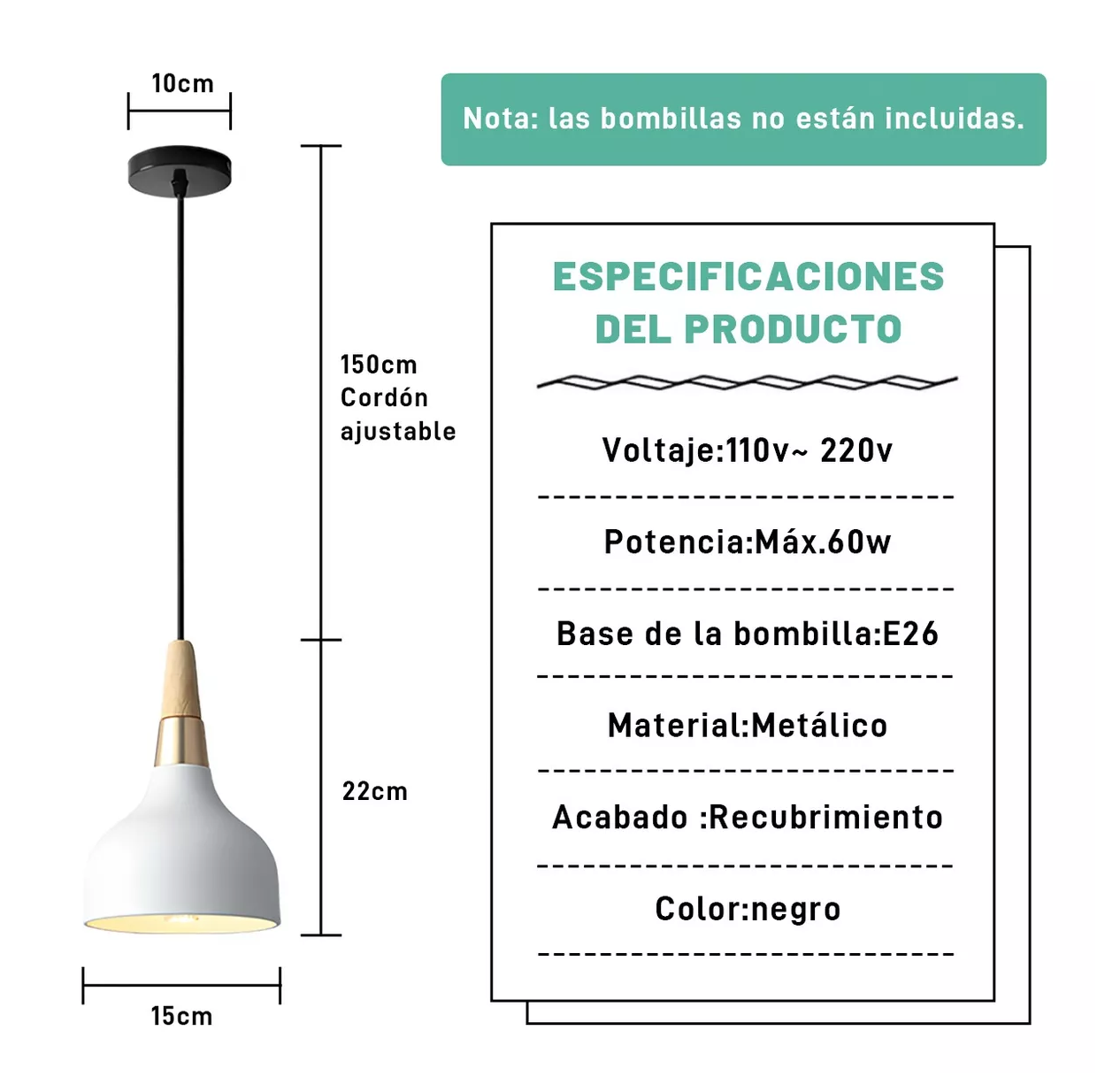 Foto 5 pulgar | Lámpara De Techo Colgante Decorativas Moderna Para Hogar, Blanco