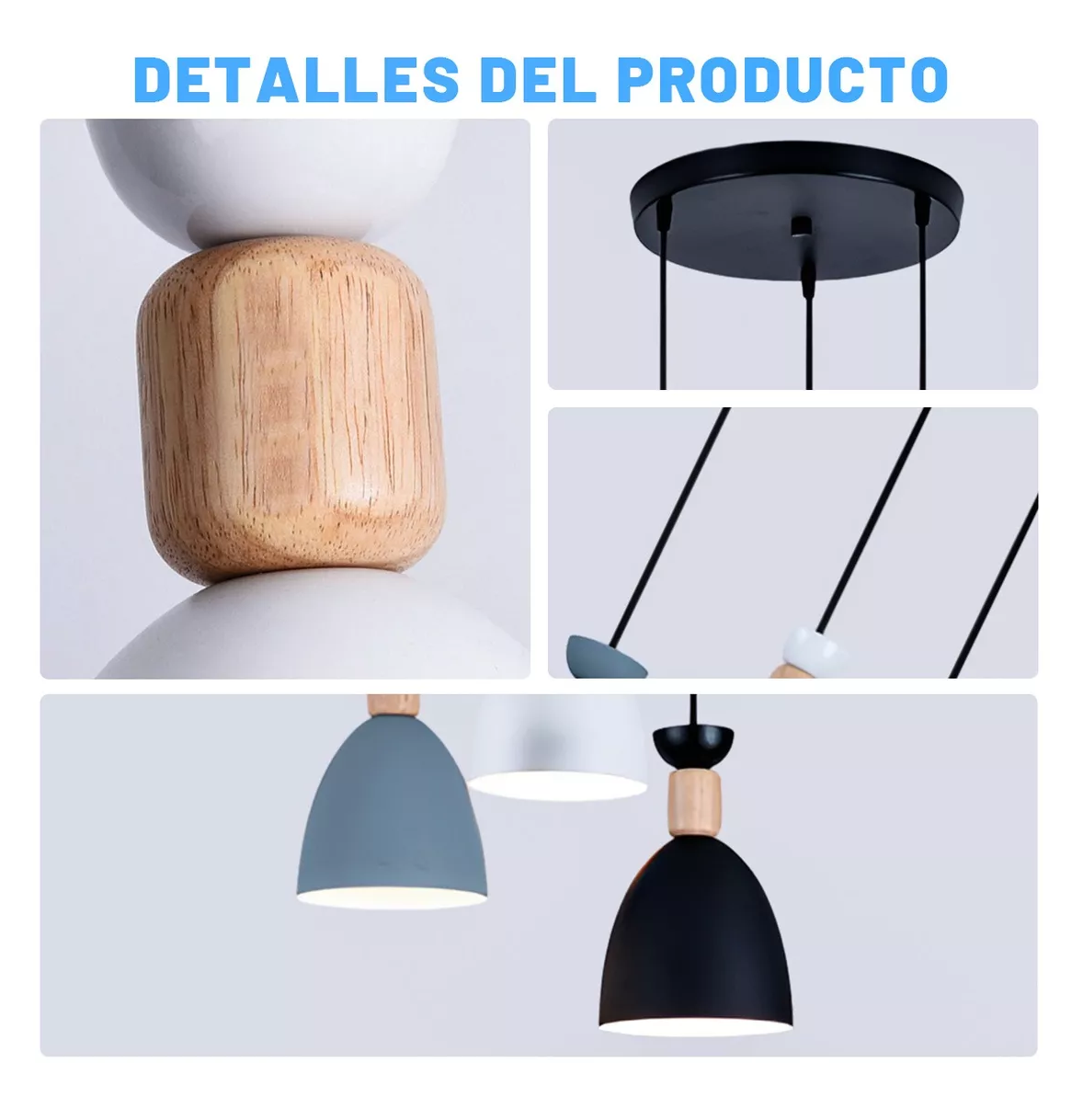 Foto 5 | Lámpara De Techo Moderna Decorativas Lámpara Colgante 3 En 1, Gris/negro/blanco