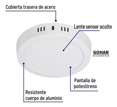 Foto 3 pulgar | Lampara De Techo Plafon Led Sobreponer Redondo Con 3 Cambios De Luz Calida, Neutra Y Blanca Potencia 12w