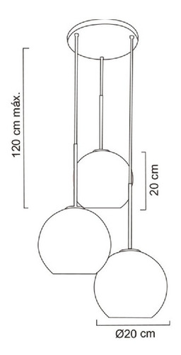 Foto 4 pulgar | Lámpara Techo Colgante Vidrio 3 Esferas Maxxi Mx-cl7018-n/amb Ambar