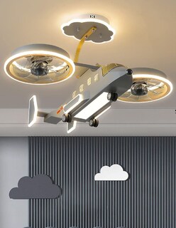 Foto 2 | Lámpara de Techo Avión con Ventiladores Gris para Niños