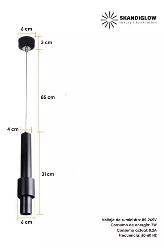 Foto 4 pulgar | Lámpara Colgante Moderna de Aluminio Negro Mate Luz Cálida Led