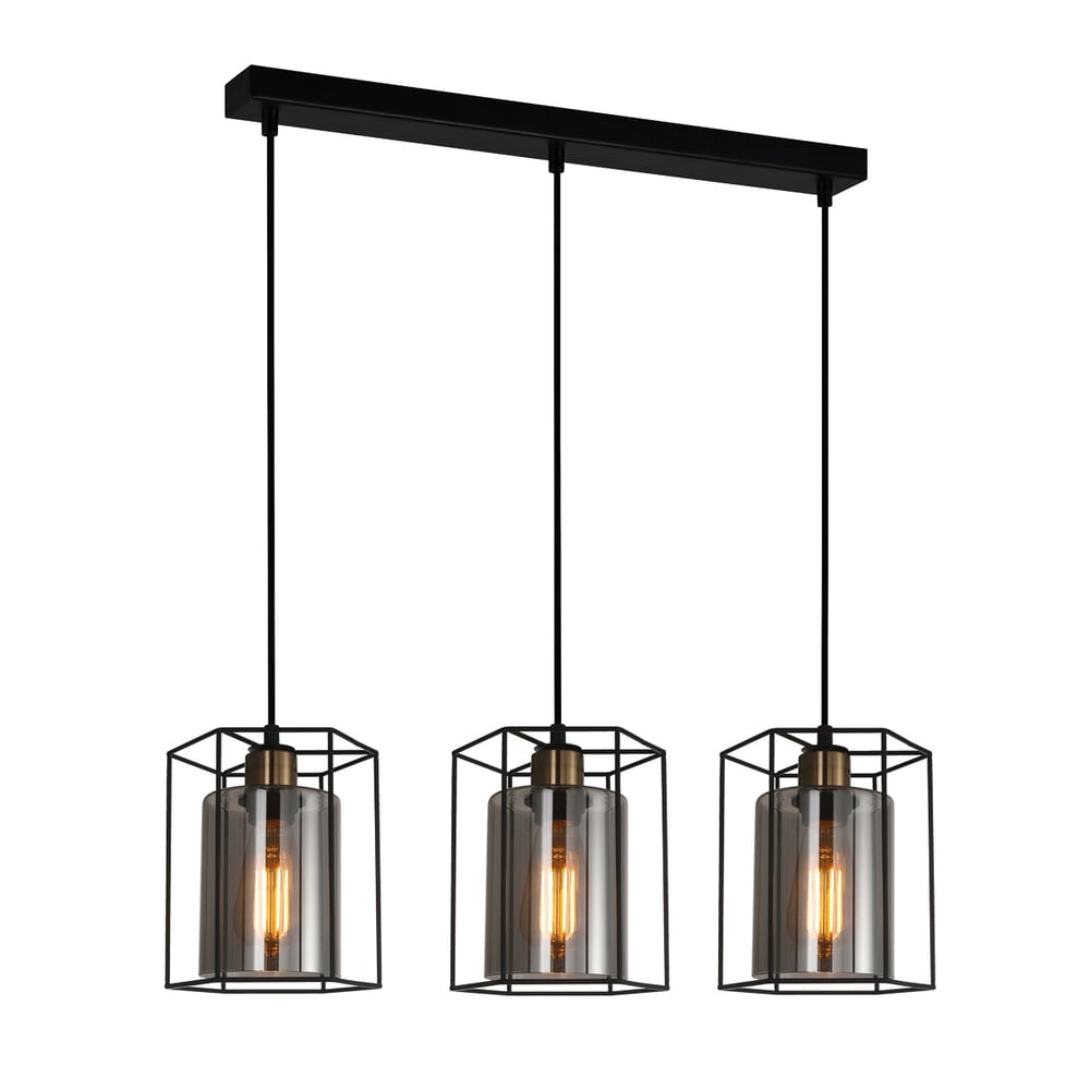 Lámpara Colgante Genérica de 3 Luces E27 Metal y Cristal Gris 72 X 18 cm - Venta Internacional