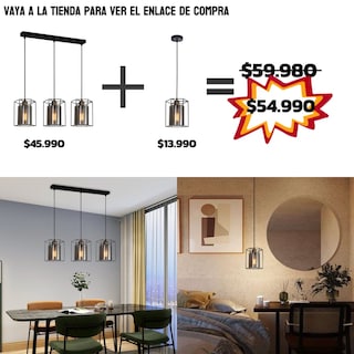 Foto 3 | Lámpara Colgante Genérica de 3 Luces E27 Metal y Cristal Gris 72 X 18 cm - Venta Internacional