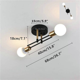 Foto 2 | Lámpara de Techo Led Iron Nordic Negra y Dorada con 2 Focos - Venta Internacional