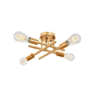 Foto 1 | Lámpara de Techo Moderna de Metal Dorado con 4 Bombillas - Venta Internacional