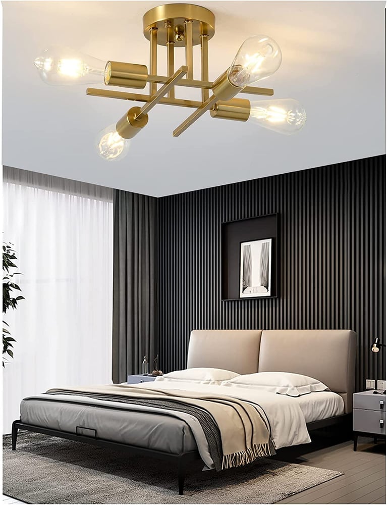 Foto 7 pulgar | Lámpara de Techo Moderna de Metal Dorado con 4 Bombillas - Venta Internacional