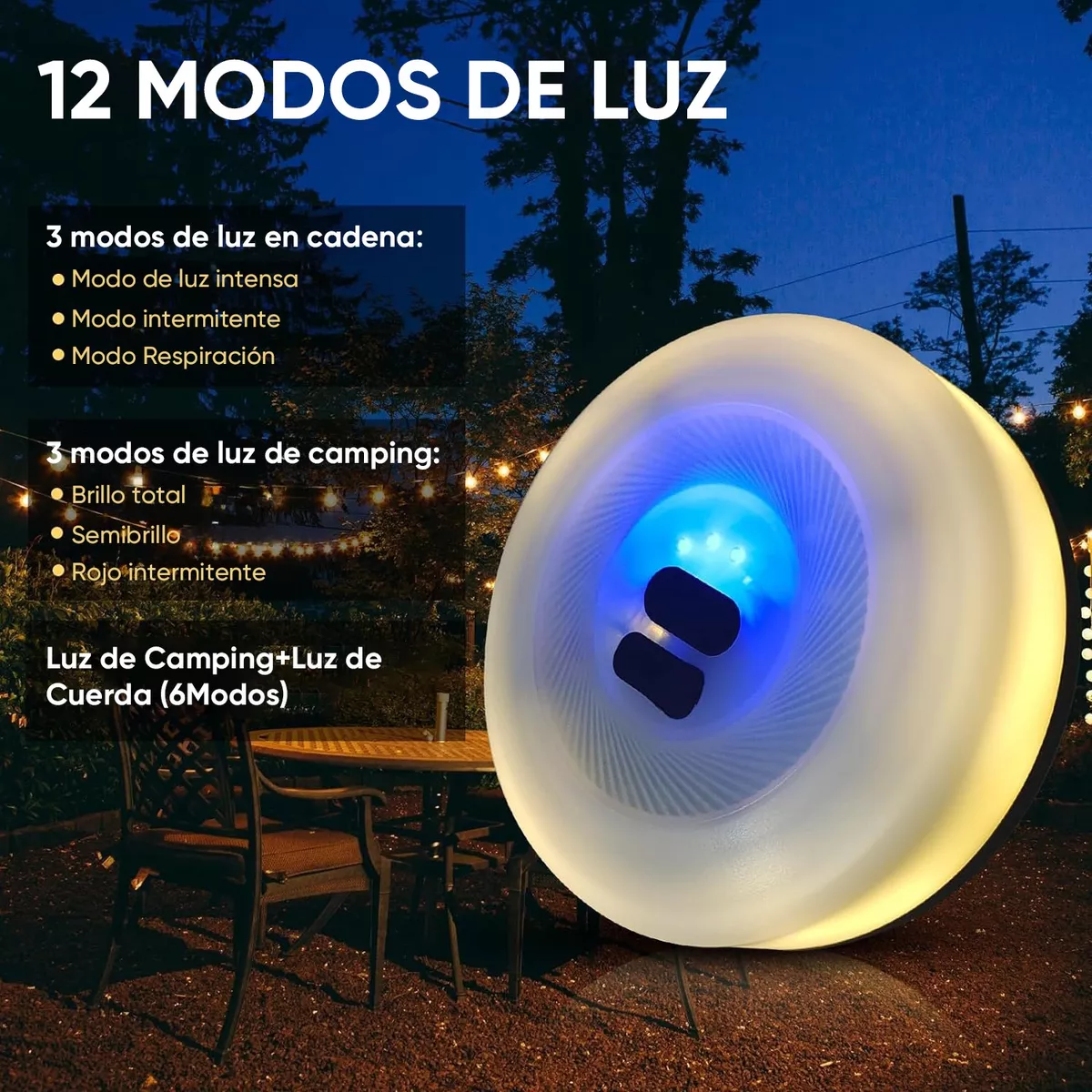 Foto 4 pulgar | Luz Led Camping 2 En 1 Con App Control Eo Safe Imports Esi-13893 Blanco