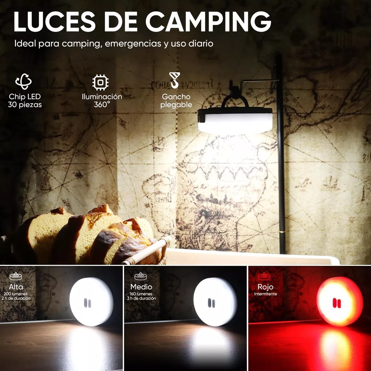 Foto 5 pulgar | Luz Led Camping 2 En 1 Con App Control Eo Safe Imports Esi-13893 Blanco