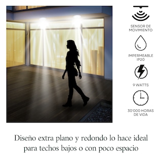 Foto 2 | Plafon Led 9w C/ Sensor de Movimiento Luz Blanca