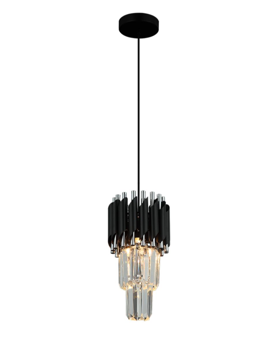 Foto 2 pulgar | Lámpara Colgante de Cristal Plateado/Negro LED E27