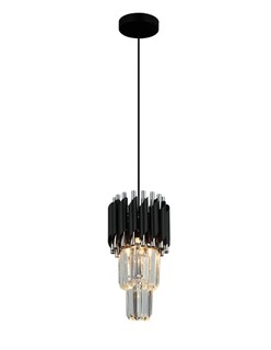 Foto 1 | Lámpara Colgante de Cristal Plateado/Negro LED E27
