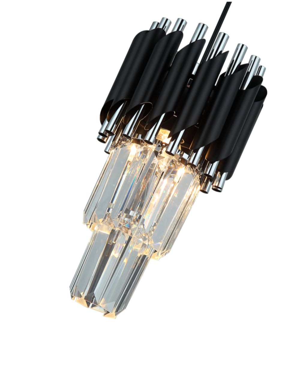 Foto 3 pulgar | Lámpara Colgante de Cristal Plateado/Negro LED E27