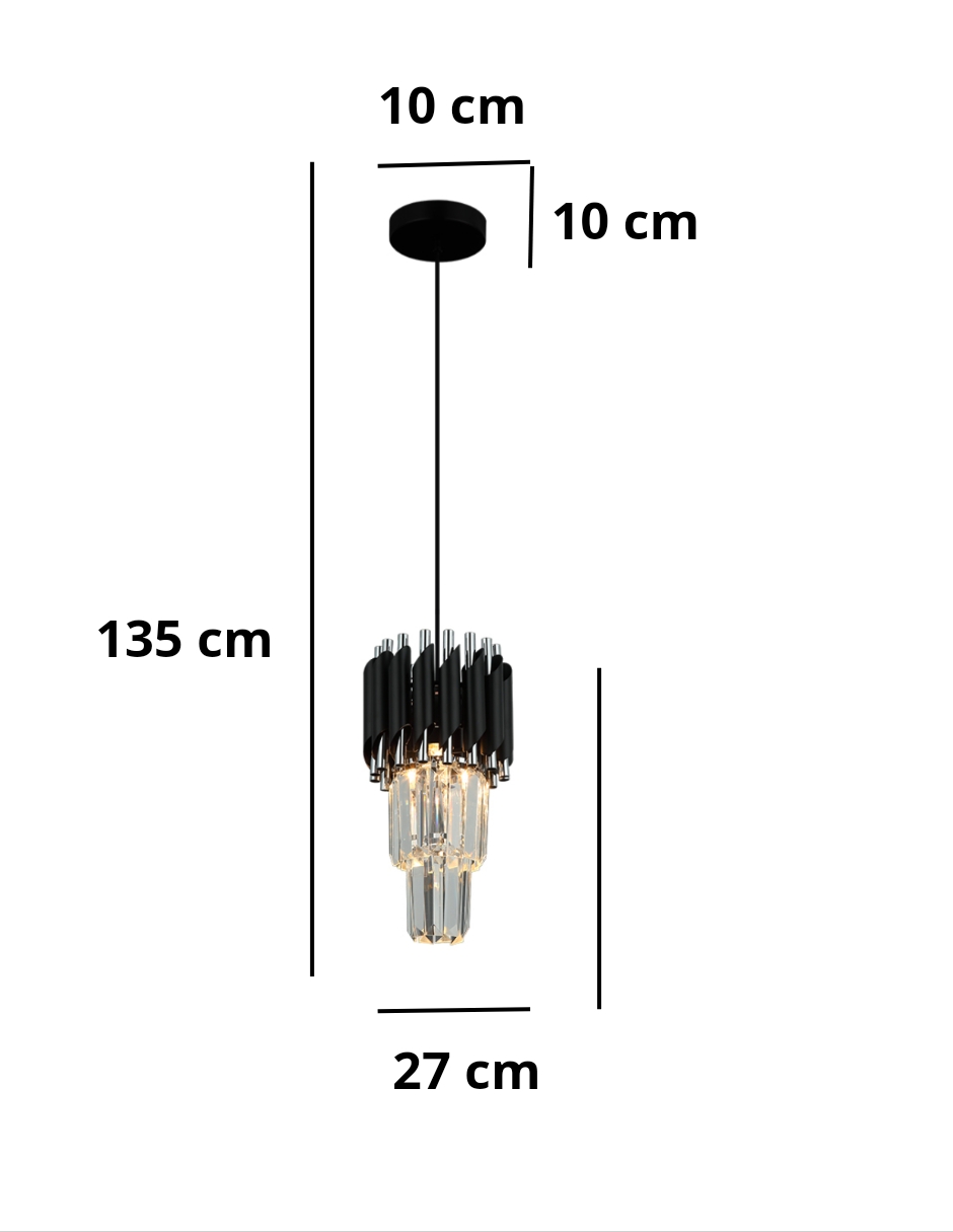 Foto 4 pulgar | Lámpara Colgante de Cristal Plateado/Negro LED E27
