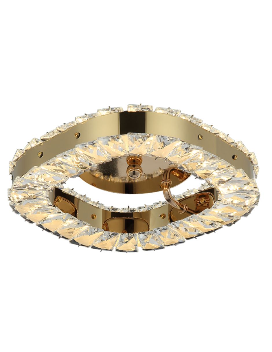 Foto 2 pulgar | Plafón LED de Cristal Dorado Cuadrado con 3 Opciones de Luz