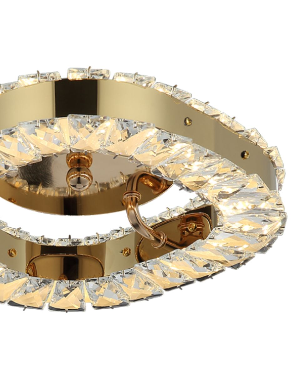 Foto 3 pulgar | Plafón LED de Cristal Dorado Cuadrado con 3 Opciones de Luz
