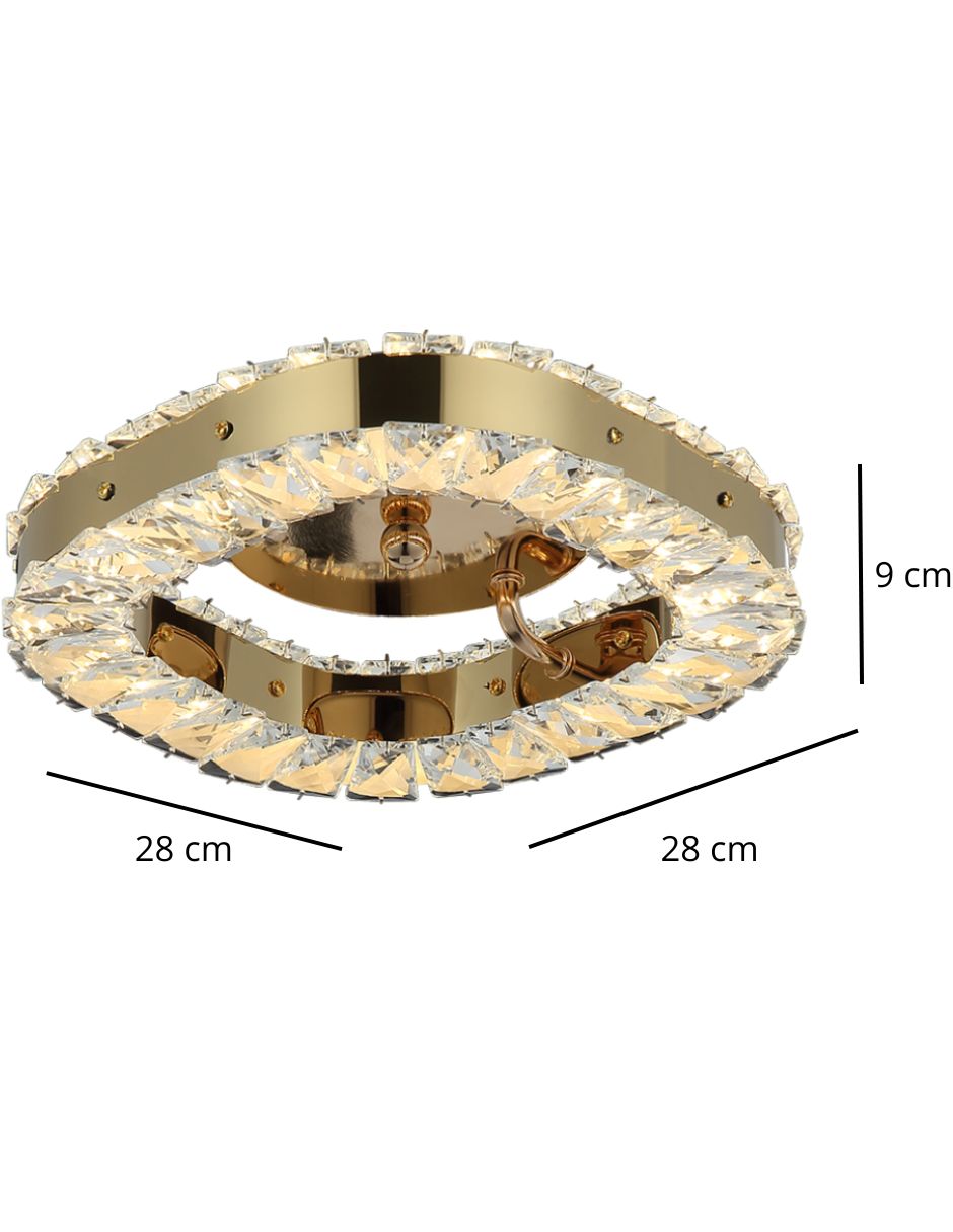 Foto 4 pulgar | Plafón LED de Cristal Dorado Cuadrado con 3 Opciones de Luz