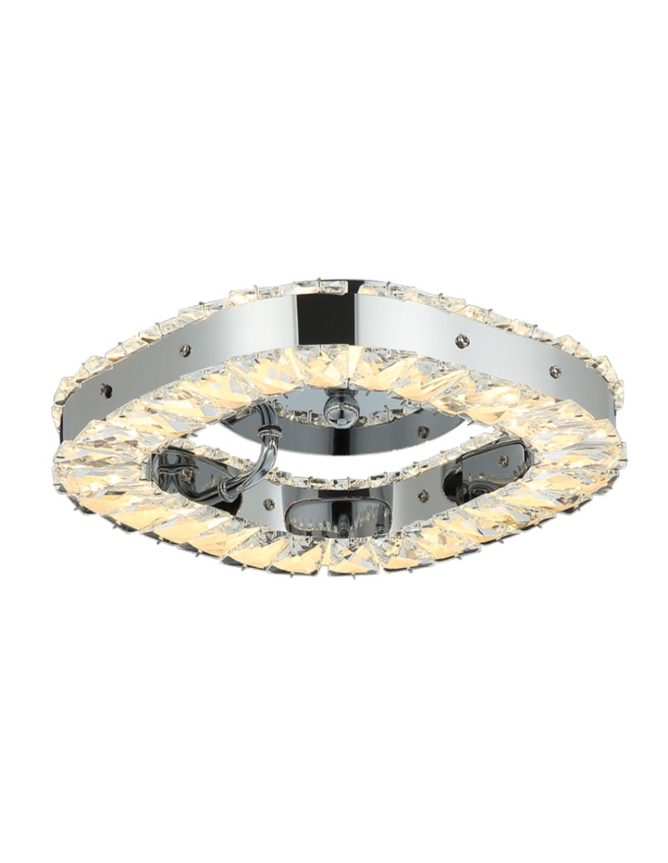 Plafón LED de Cristal Plateado Cuadrado con 3 Opciones de Luz