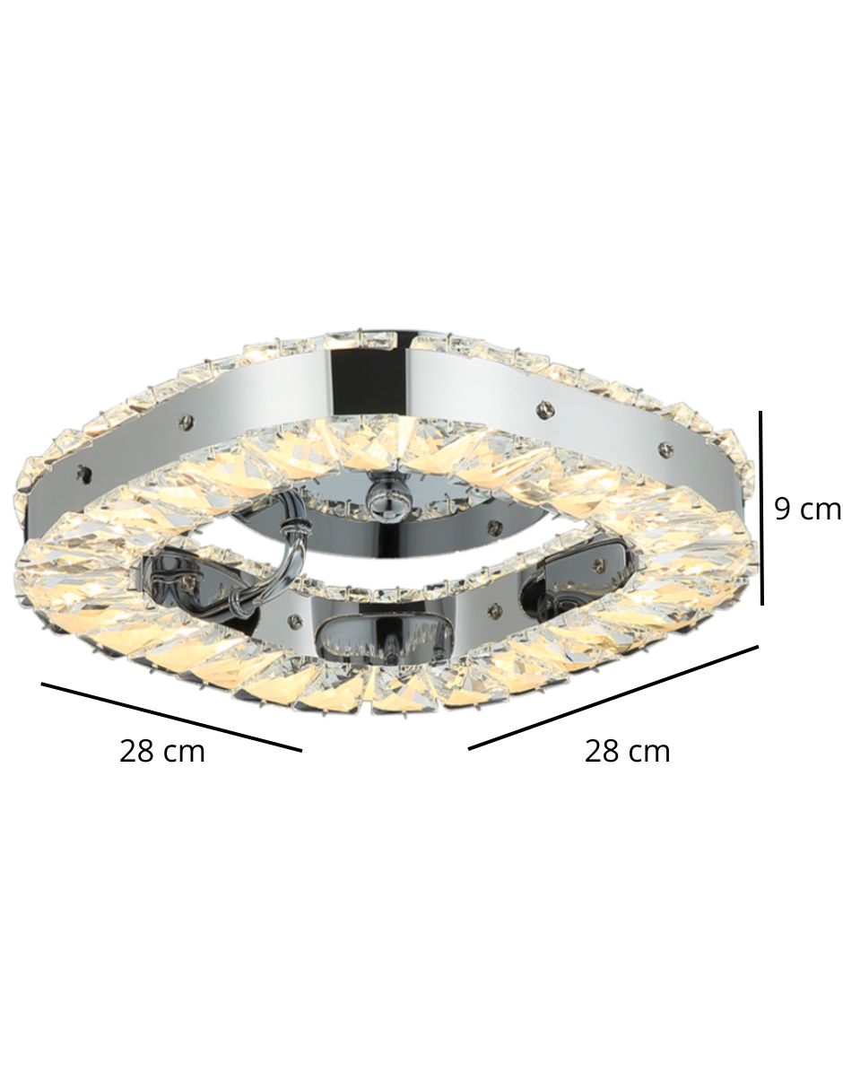 Foto 4 pulgar | Plafón LED de Cristal Plateado Cuadrado con 3 Opciones de Luz