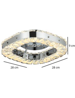 Foto 3 | Plafón LED de Cristal Plateado Cuadrado con 3 Opciones de Luz