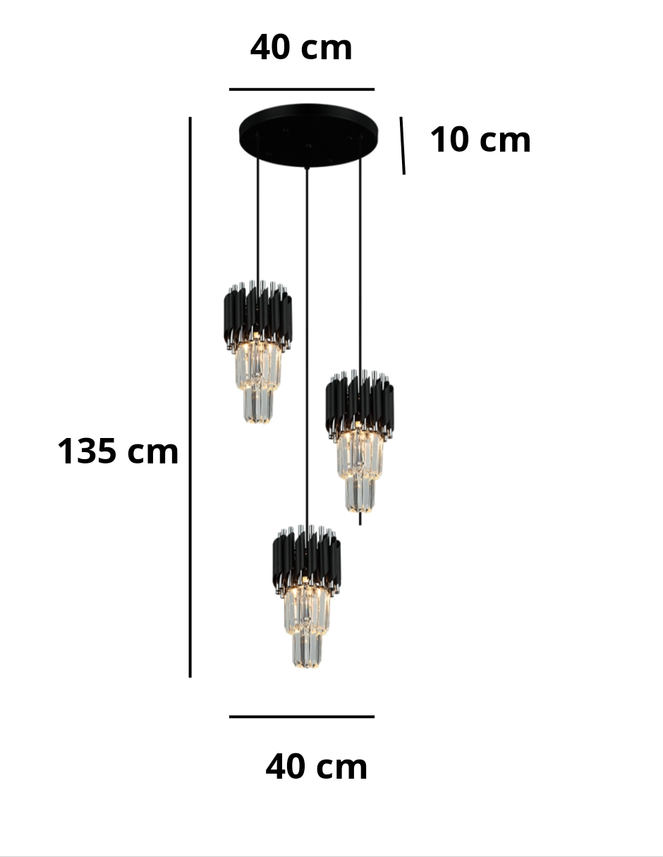 Foto 4 pulgar | Lampara Colgante de 3 Luces Cristal Plateado