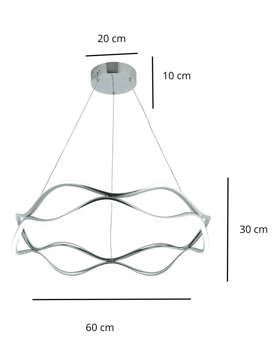 Foto 4 pulgar | Lámpara Colgante Iluminación Luz Vic LED Plateada de Diseño Moderno