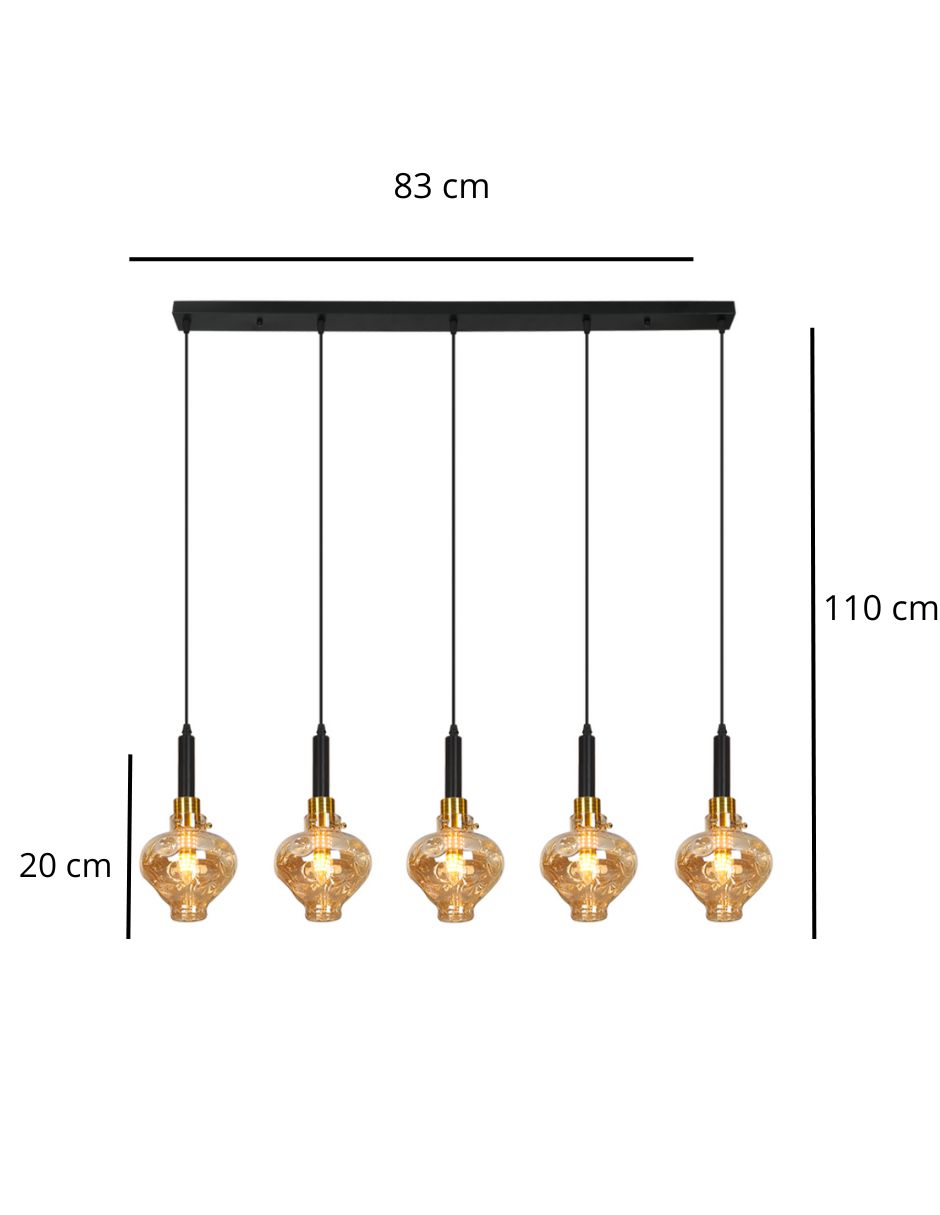 Foto 4 pulgar | Lampara Colgante De Cristal 5 Luces