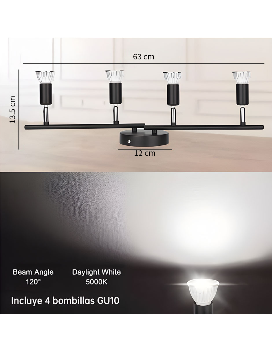 Foto 5 | Lamparas Colgantes Modernas Iluminación De Riel Kit 4 Luces