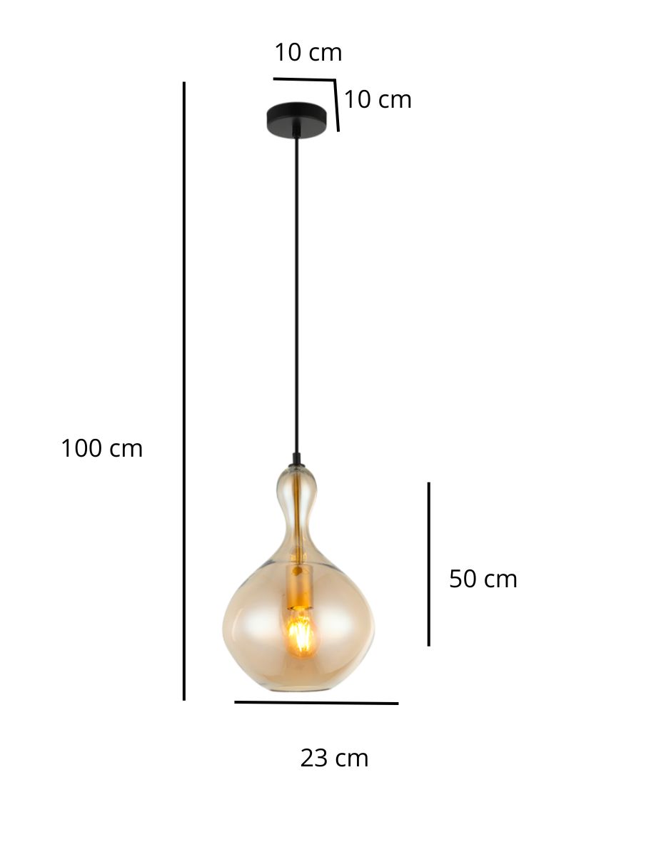 Foto 4 pulgar | Lámpara Colgante Iluminación Luz Vic Pera de Cristal Ambar