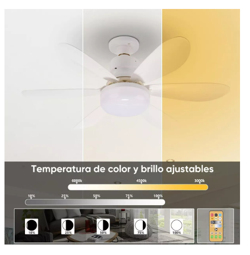 Foto 4 pulgar | Ventilador De Techo Led Lukito: 52cm Lampara Ventilador Instalación Fácil, Control Remoto, Incluye Expansor Y Bas