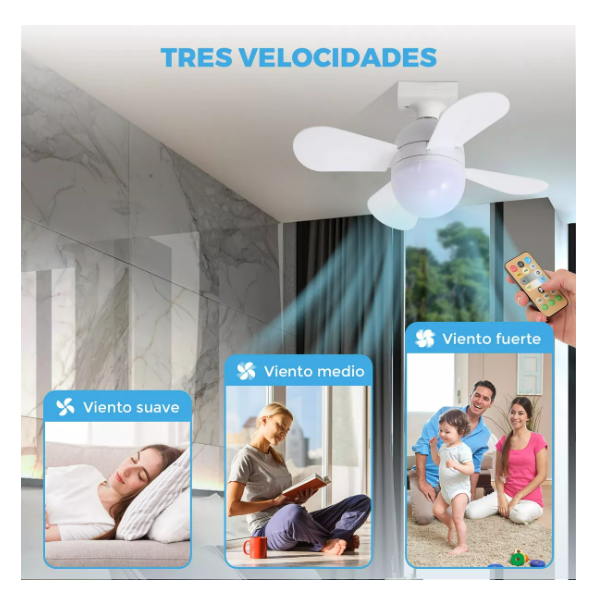 Foto 3 | Ventilador de Techo Wünd Moderno con Luz y Control Remoto 4 Aspas