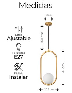 Foto 2 | Lámpara De Techo Moderna Candelabro De Globo Colgante Latón