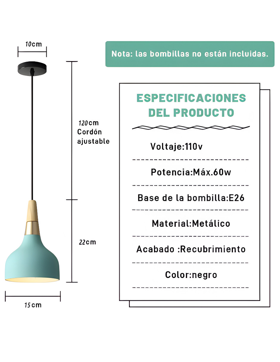 Foto 3 pulgar | Lámpara De Techo Colgante Decorativas Moderna Para Hogar