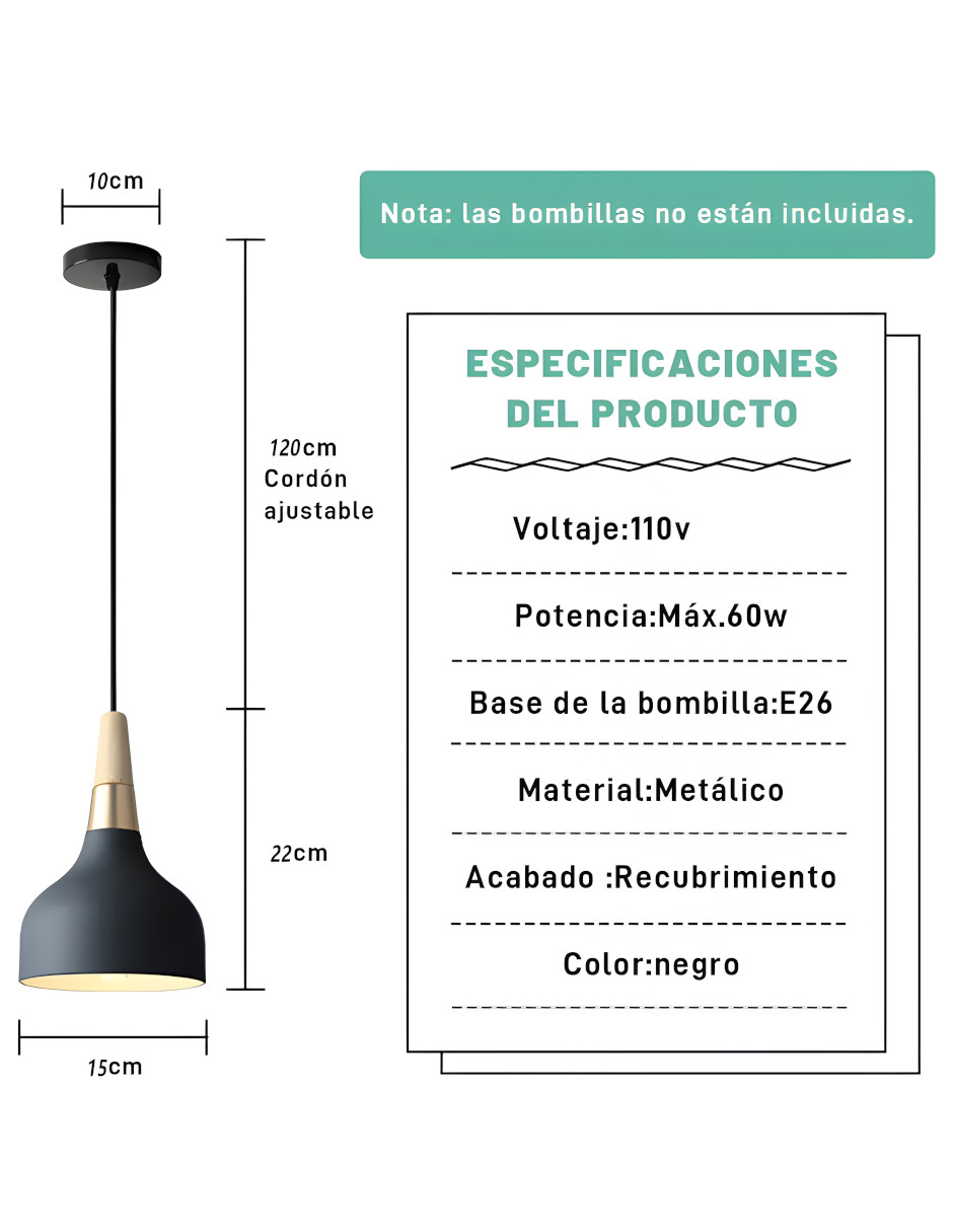 Foto 3 pulgar | Lámpara De Techo Colgante Decorativas Moderna Para Hogar