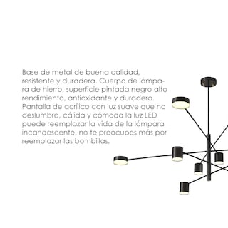 Foto 3 | Lámpara Colgante 2271 10 Negro Ilios Innova