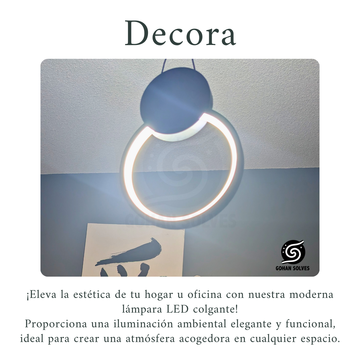 Foto 5 pulgar | Lampara Led Colgante Anillo Decorativo Iluminación 3 Tonos