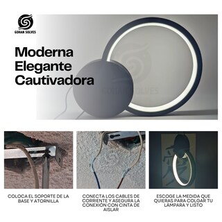 Foto 5 | Lampara Led Colgante Anillo Decorativo Iluminación 3 Tonos