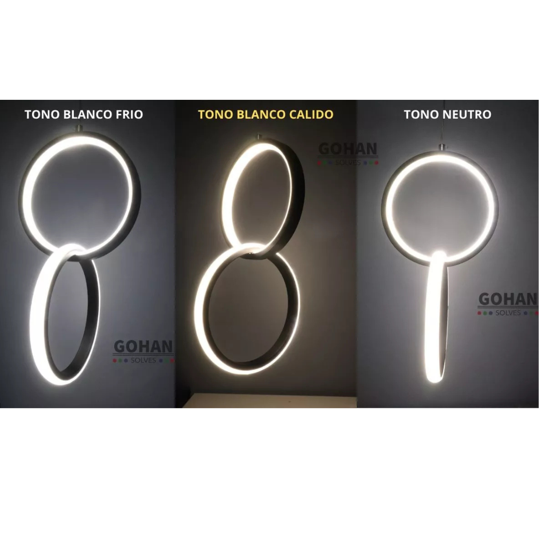 Foto 4 pulgar | Lámpara Colgante Led Doble Anillo Diseño Moderno 3 Tonos de Luz