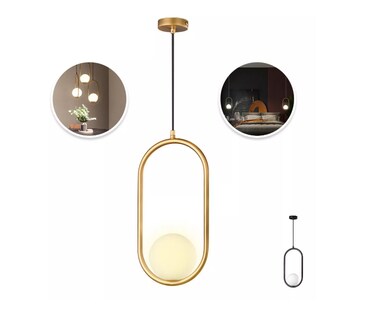 Foto 1 | Lámpara De Techo Moderna Candelabro De Globo Colgante Latón Color Dorado