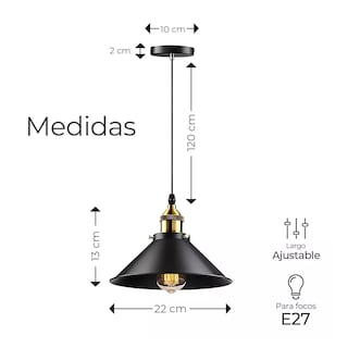 Foto 2 | Lámparas Colgantes de Techo Vintage 2 Piezas Eo Safe Imports Esi-16915 Negro
